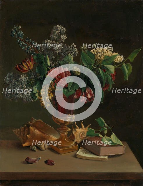 Still Life with Flowers, 1847. Creator: Knud Bergslien.
