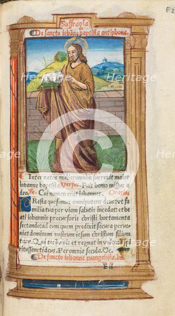 Printed Book of Hours (Use of Rome): fol. 98r, St. John the Baptist, 1510. Creator: Guillaume Le Rouge (French, Paris, active 1493-1517).