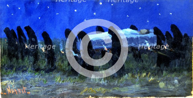 Funerary procession at night', by Modest Urgell.