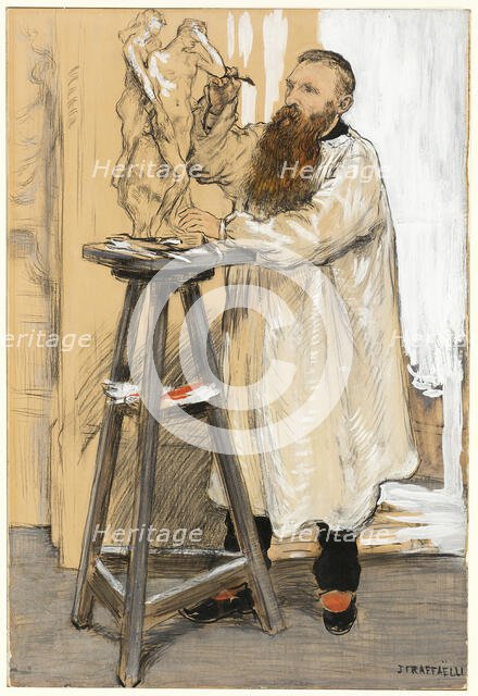 Portrait of the Sculptor Auguste Rodin in his Studio, c. 1889. Creator: Jean Francois Raffaelli.