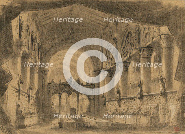 Set design for opera Macbeth by Giuseppe Verdi. Paris, Théâtre-Lyrique, 21.04.1865, 1865.