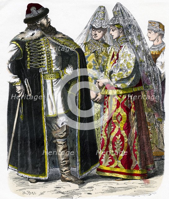 'Traditional Russian Costume', c1850. Artist: Unknown
