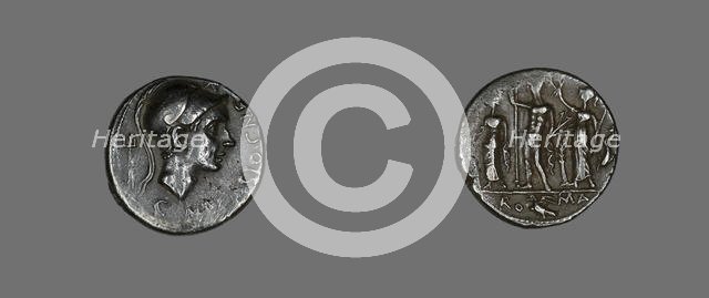 Denarius (Coin) Depicting Scipio Africanus, 112-111 BCE. Creator: Unknown.