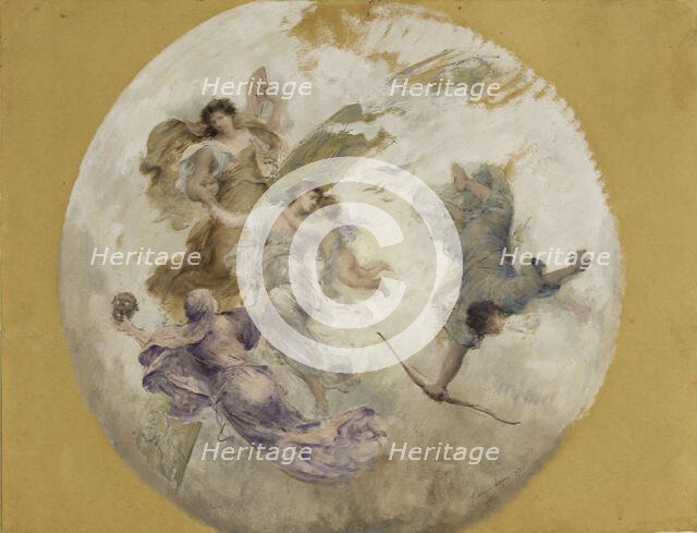 Esquisse pour la salle à manger de l'Hôtel de Ville : allégorie (plafond), 1893. Creator: Francois Lafon.