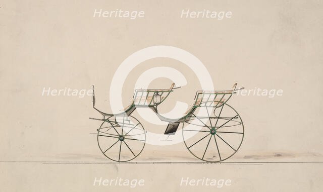 Design for 4 seat Phaeton, no top (unnumbered), 1850-70. Creator: Brewster & Co.