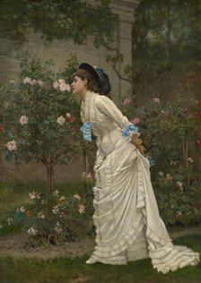 Woman And Roses, 1879. Creator: Auguste Toulmouche.