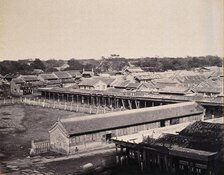 Beijing, China: buildings at the entrance to the Chinese quarter of the city (?)..., 1860. Creator: Felice Beato.