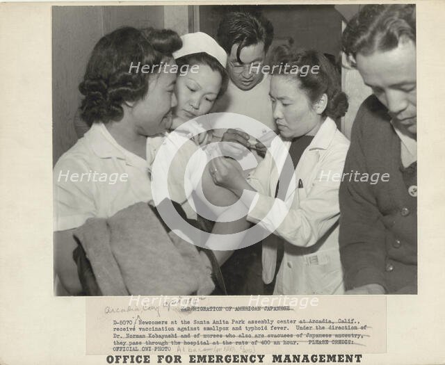 Japanese relocation, California, 1942. Creator: Dorothea Lange.