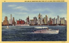Skyline of downtown New York City as seen from Hudson River, New York, USA, 1933. Artist: Unknown