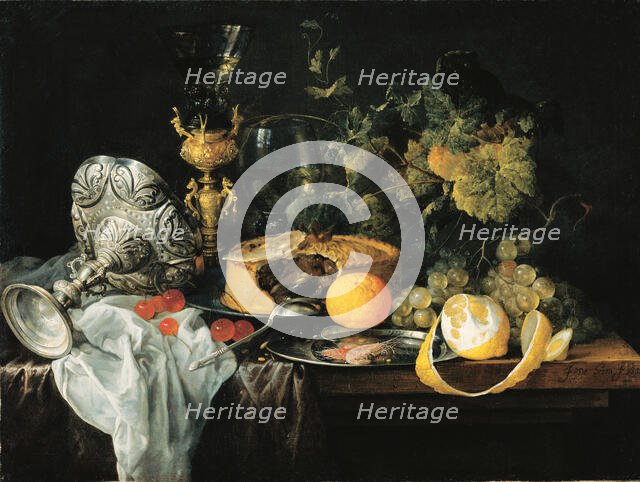 Sumptuous Still Life with Fruits, Pie and Goblets, 1651. Creator: Jan Davidsz de Heem.