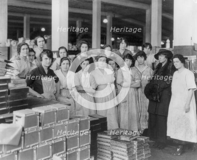 Wooden box industry - female workers posing with Mrs. Graham, c1910. Creator: Frances Benjamin Johnston.