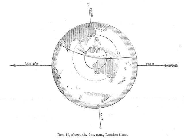 The Total Solar Eclipse of Dec. 12: central eclipse, between Java and north Australia, 1871. Creator: Unknown.