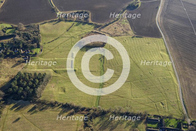 Earthwork remains of Ascott House formal gardens and earthworks, Buckinghamshire, 2022. Creator: Damian Grady.