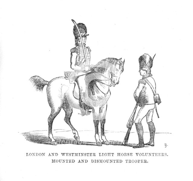 'London and Westminster Light Horse Volunteers. Mounted and Dismounted Trooper', c1870. Artist: Unknown.