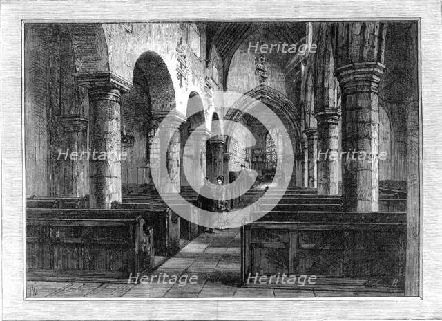 Interior of Newburn Church, where George Stephenson was married, 1881. Creator: Unknown.