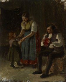 A mother dancing with her little girl, sketch, 1869. Creator: Karl Emanuel Jansson.