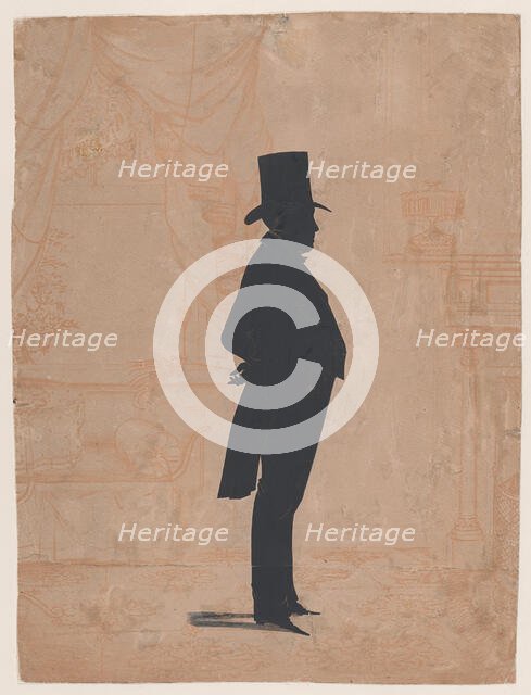 Silhouette of an unknown man in a top hat and tails, 1828-83. Creator: William Henry Brown.