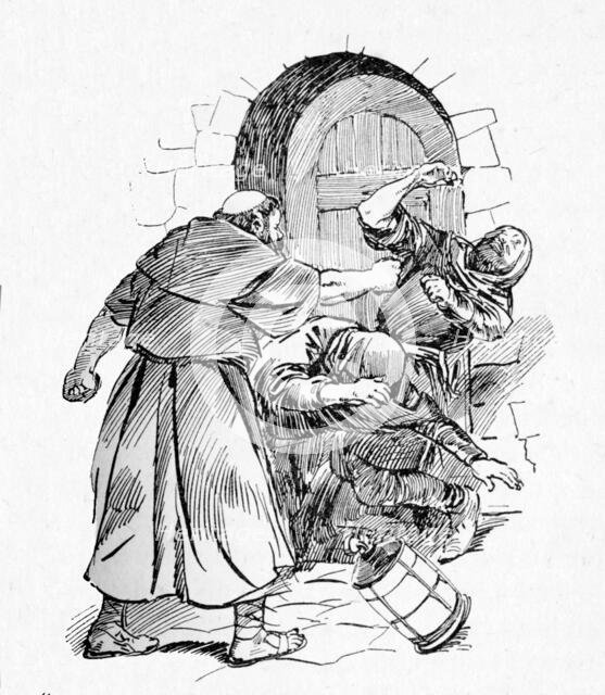 'The Two Men Were Felled Simultaneously', 1932.  Creator: Howard Davie.