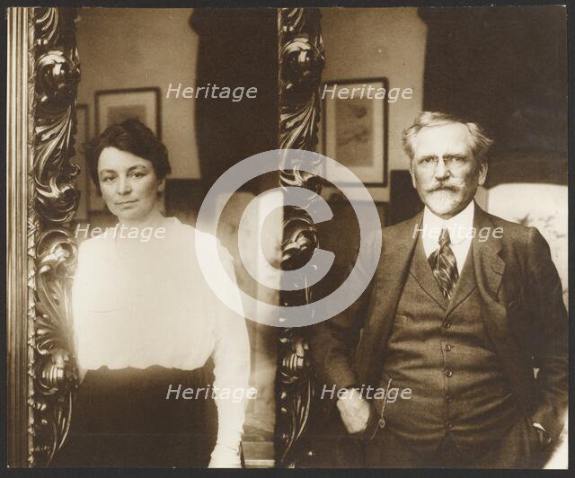 Portrait of Alphonse Mucha and His Wife, negative 1920s; print about 1980. Creator: Alphonse Mucha.