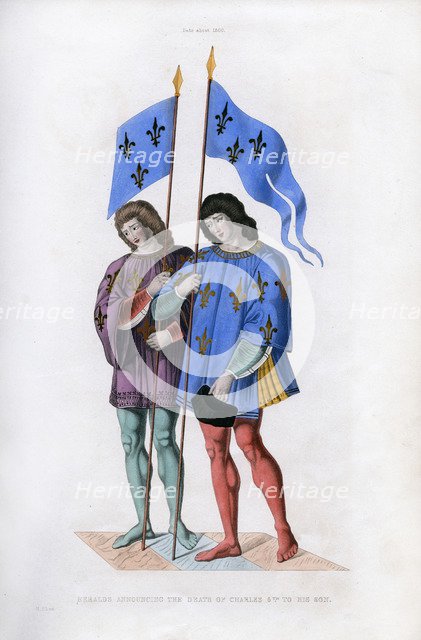 Heralds announcing the death of Charles VI to his son, c1500, (1843).Artist: Henry Shaw