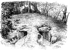Stone Age tumulus containing two chambers, Rodding, Denmark, 1913. Artist: Unknown