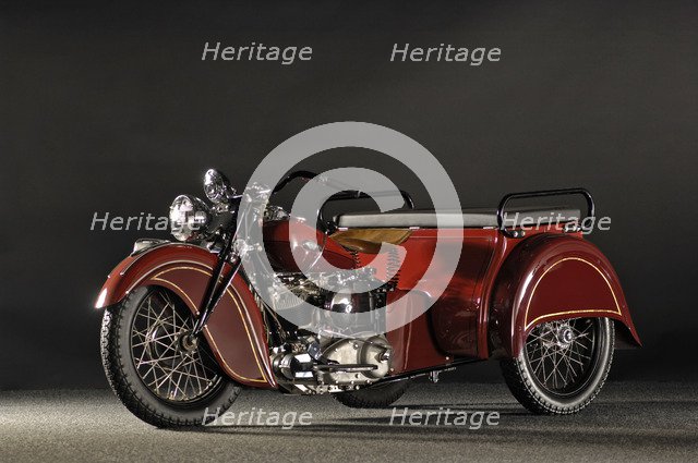 Indian despatch tow 3 wheeler 1940. Artist: Simon Clay.