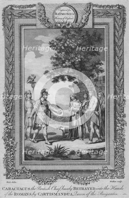 'Caractacus the British Chief, basely Betrayed into the Hands of the Romans by Cartismandua', c1787. Artist: Unknown.