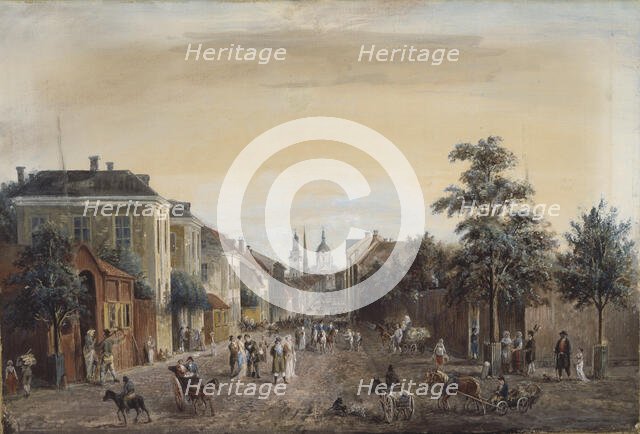 Street in Stockholm (Drottninggatan), 1808. Creator: Elias Martin.