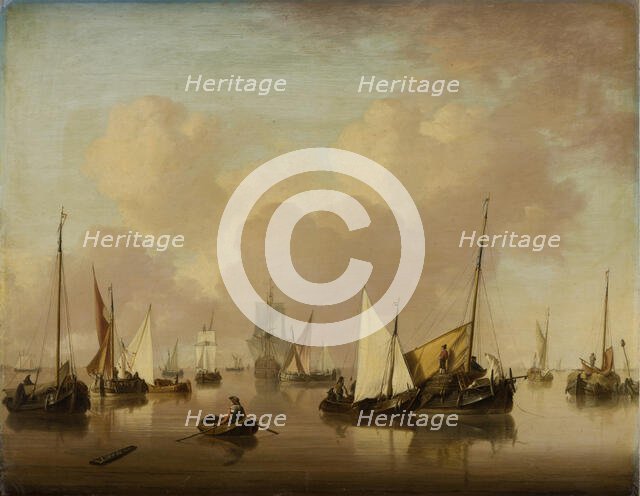 Boats and Sailboats on a Quiet Sea, c1780. Creator: Jan van Os.