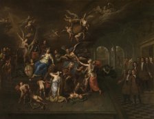 The Guild of the Young Albarest Venerates the Portrait of the Dean Karel de Cordes, 1713. Creator: Hendrick Govaerts.