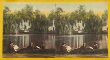 Greenwood Cemetery. Crescent Lake and Fountain, about 1860. Creator: Unknown.