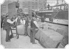 Tallying wool bales at London Docks, c1900 (1901). Artist: Unknown.