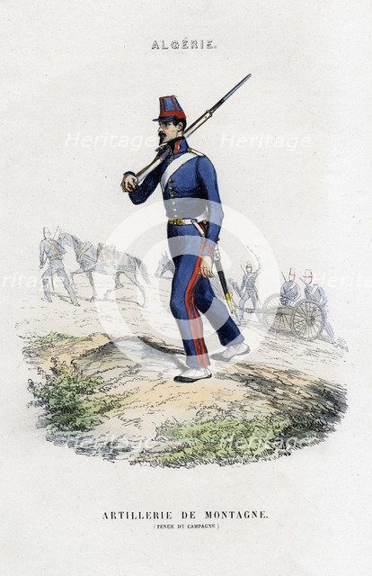 Mountain artillery; French Army in Algeria. Artist: Unknown