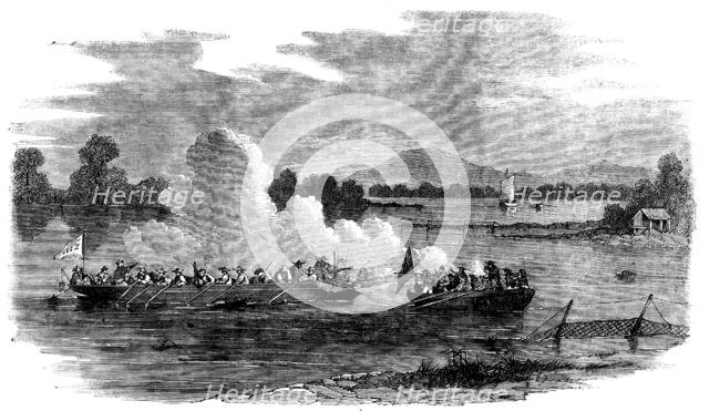 Action between a large Chinese Row-Galley and a small Cutter of H.M.S. "Amethyst"..., 1858. Creator: Unknown.