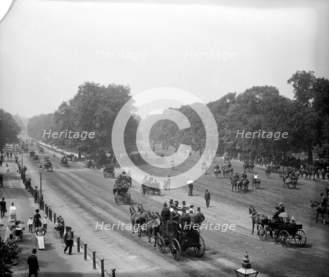 Riding in Rotten Row, Hyde Park, London, c1900. Artist: Unknown