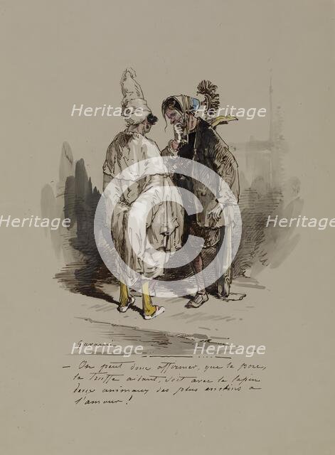 Two Men in Fancy Dress Costumes, 1804-1866. Creator: Paul Gavarni.