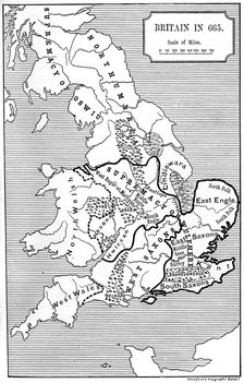 Map of Britain in 665, (1892). Artist: Unknown