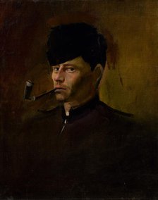 Dandy in Fur Cap with Pipe, 1877-1880. Creator: Ladislav Mednyanszky.