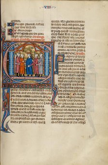 Initial E: A King and Five Men; Vidal Mayor, about 1290-1310. Creator: Unknown.