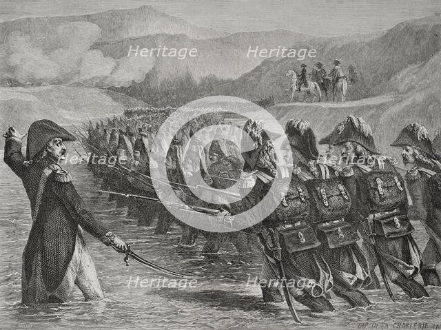 French Revolutionary Wars: Italian campaign - Battle of Valvasone or Tagliamento (16 March 1797). Creators: Hippolyte de la Charlerie, Brugnot.