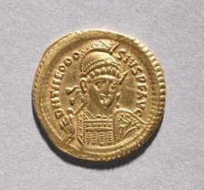 Solidus of Theodosius II and Valentinian III , 408-425. Creator: Unknown.