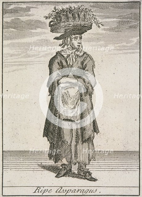'Ripe Assparagus', Cries of London, (c1688?). Artist: Anon