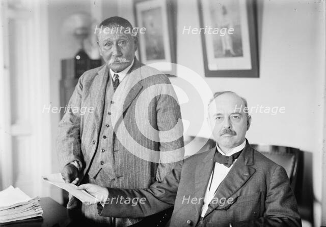 Commr. Cato Sells, Bureau of Indian Affairs, Interior Department, with Spodee, 1914. Creator: Harris & Ewing.