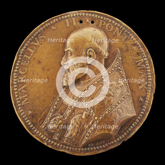 Marcellus II (Marcello Corvino, 1501-1555), Pope 1555 [obverse], c. 1555. Creator: Giovanni Antonio de' Rossi.