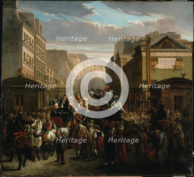 Descent of the courtiers, 1842. Creator: Charles Nanteuil.