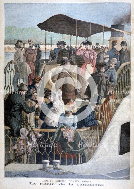 Parisians returning from the countryside by boat, 1894. Artist: Weber