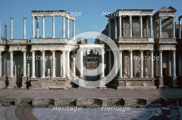 The Roman theatre in Merida, Spain, 1st century BC. Artist: Unknown