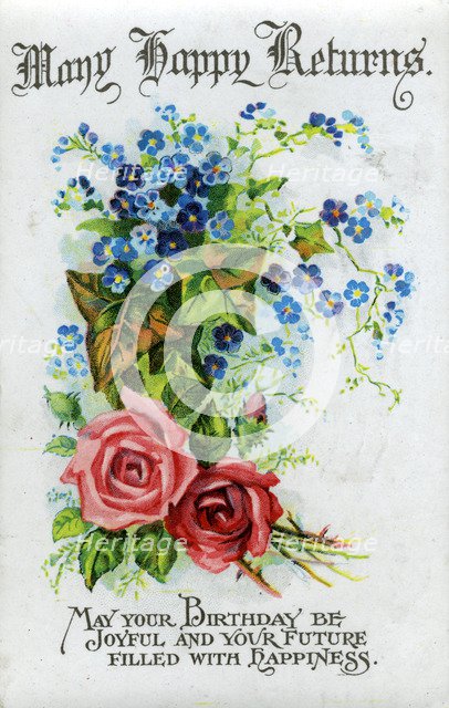 'Many Happy Returns', birthday card, c1921. Artist: Unknown