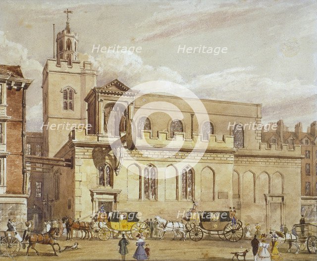 Church of St Dunstan in the West, Fleet Street, City of London, 1827. Artist: Thomas Talbot Bury