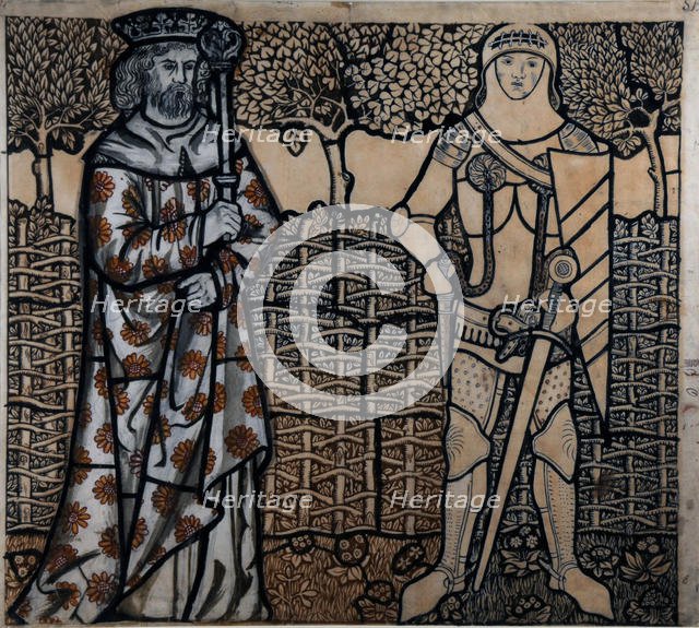 King Arthur and Sir Lancelot, 1862. Creator: Morris, William (1834-1896).